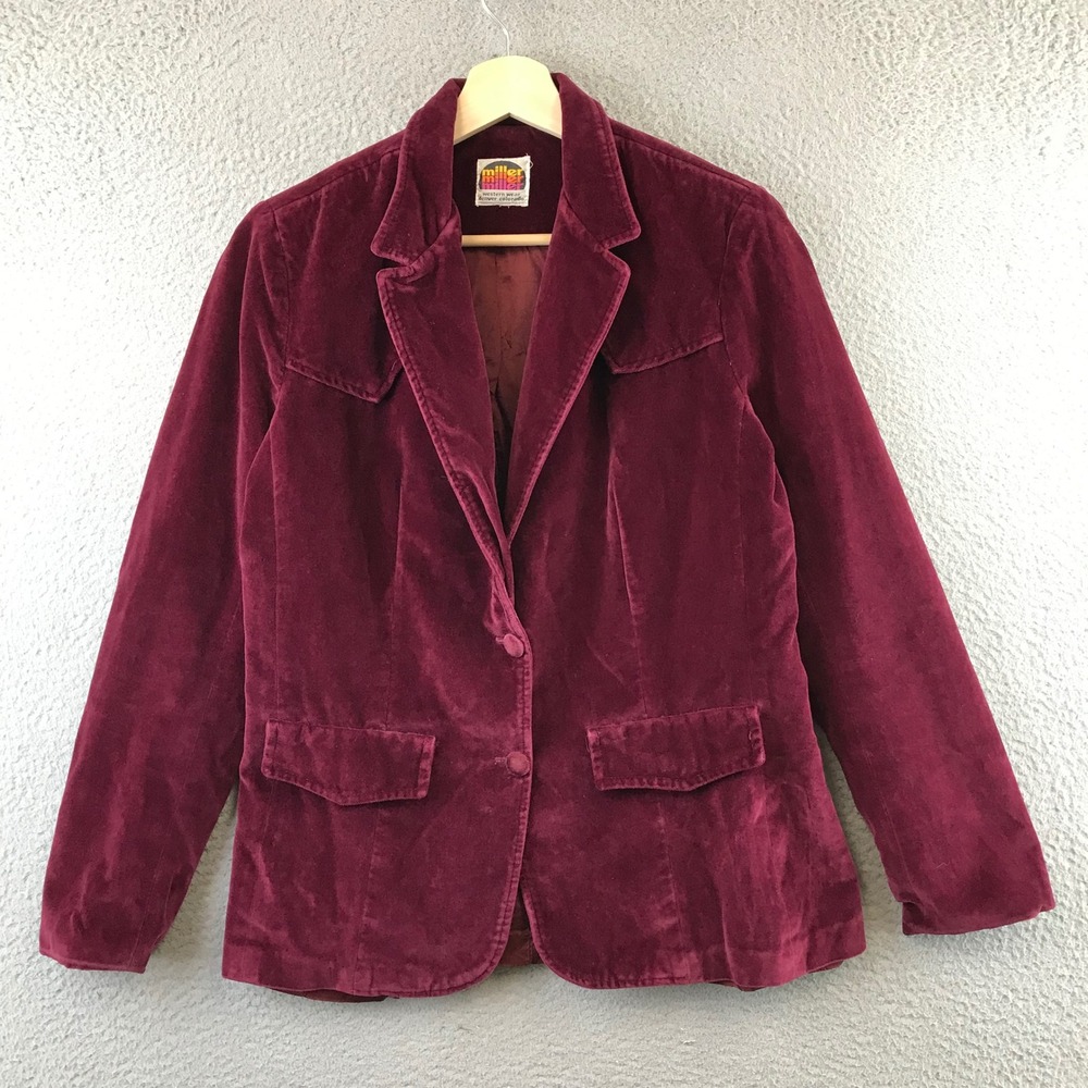 Vintag Miller Miller Western Wear Burgundy Velvet Blazer Jacket small
